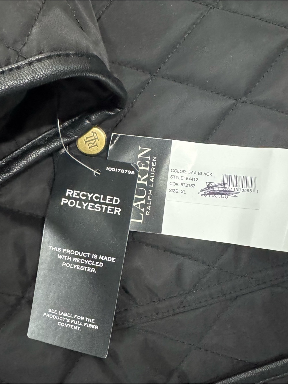 Lauren Ralph Lauren XL quilted new with tags full zip - Picture 4 of 9
